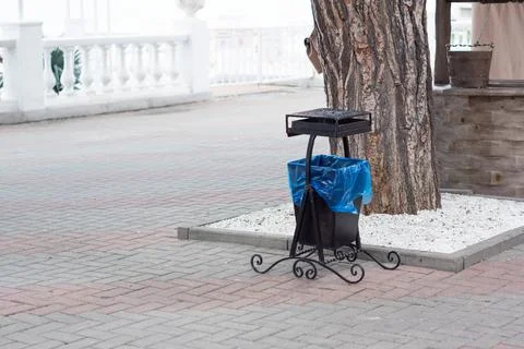 Garbage container in city park Stock Photos