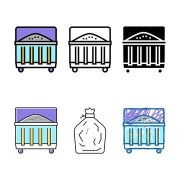 Garbage container color styleset icon vector Stock Illustration