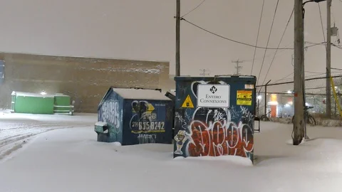 Garbage container during winter Stock Footage 125555225