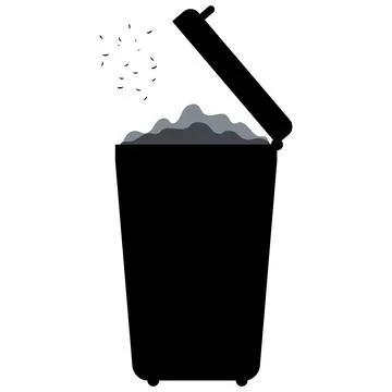 A garbage container, insects flying over it Stock Illustration