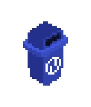 Garbage container pixel art. 8 bit trash can pixelated Stock Illustration