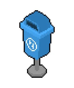 Garbage container pixel art. 8 bit trash can pixelated 스톡 일러스트