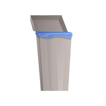 Garbage container with plastic bag inside, cafe and school canteen object Illustrazione stock