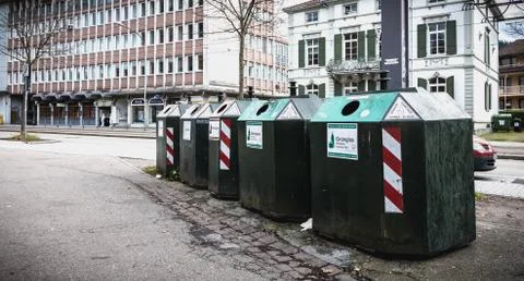 Garbage container for selective sorting of garbage Freiburg im Breisgau, Germ Stock Photos
