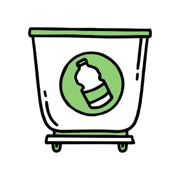Garbage container under plastic. Recycling. Separation of garbage. Co2 concep Stock Illustration