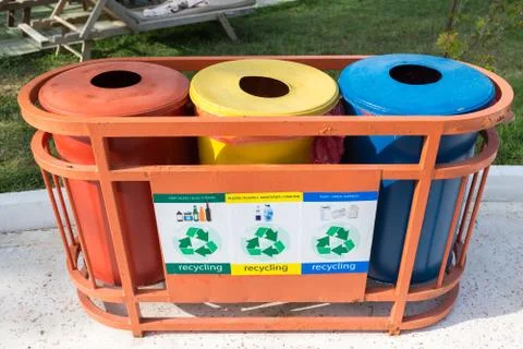 Garbage containers for separate waste collection Stock Photos