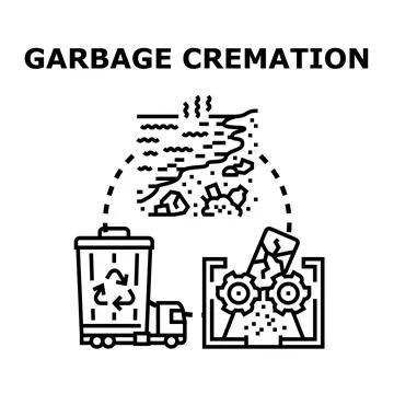 Garbage cremation polluting environment and waste disposal concept Stock Illustration