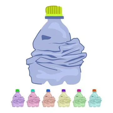 Garbage crumpled plastic bottle vector cartoon graphic Illustrazione stock