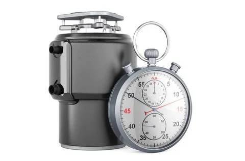 Garbage disposal unit with stopwatch, 3D rendering Garbage disposal unit w... 스톡 사진