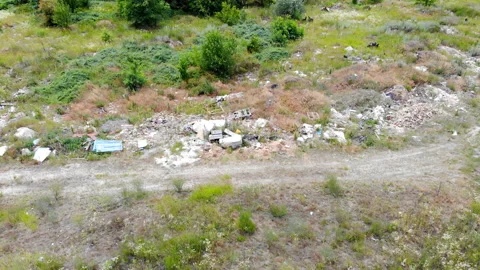 Garbage dump from above Stock Footage 91941157