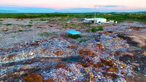 Garbage Dump Along With the Dump yard- Aerial View Stock Footage 251696146