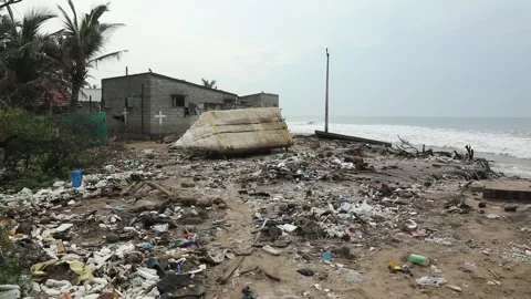 Garbage dump in a beach Stock Footage 301211273