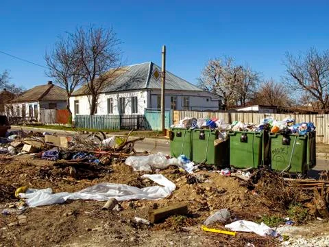 Garbage dump in the city center Stock Photos
