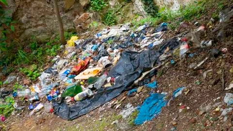 Garbage dump. Ecological catastrophe. Environmental pollution. Stock Photos