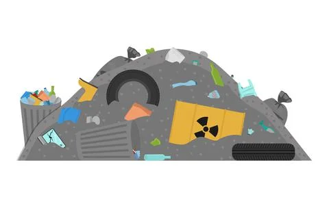 Garbage dump. Environmental pollution. Problems with garbage collection. Flat Stock Illustration