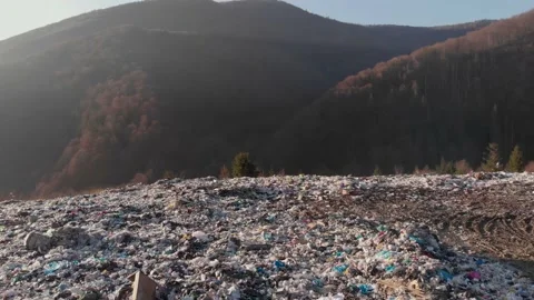 Garbage dump in the forest. Garbage in the mountains. Stock Footage 165409187