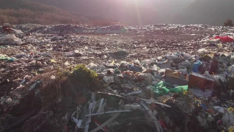 Garbage dump in the forest. Garbage in the mountains. Stock Footage 167052634