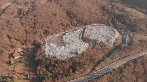 Garbage dump in the forest. Garbage in the mountains. Stock Footage 167052836