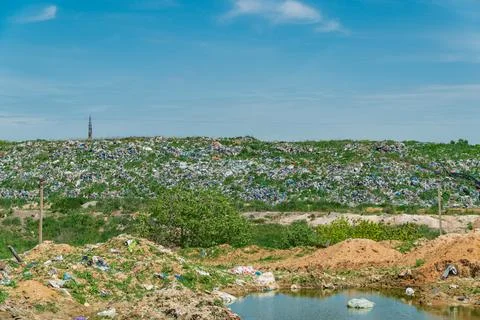 Garbage dump landscape. Pollution problems countries. Pollution concept Stock Photos