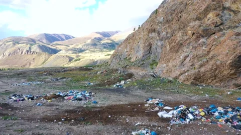 Garbage Dump Left By Tourists In National Park In The Mountains Video stock 168326007