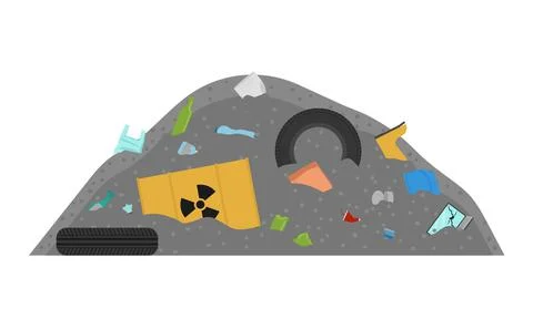 Garbage dump. A lot of garbage. Various wastes. Environmental pollution. Stock Illustration