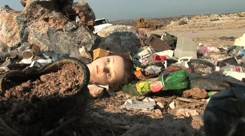 GARBAGE DUMP IN MEXICO WITH DOLLS HEAD Stock Footage 46512131
