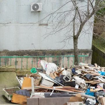 Garbage dump or Solid waste that is an environmental problem, Garbage pile in Stock Photos