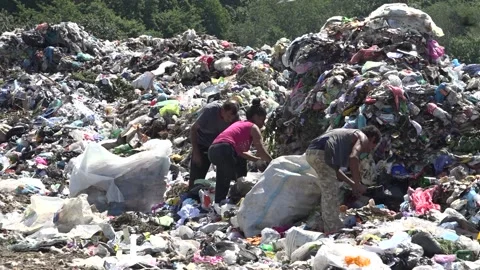 Garbage dump. People will take out the garbage.Uzhhorod. Ukraine - June 22, 2020 Vídeos de archivo 143909002