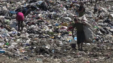Garbage dump. People will take out the garbage.Uzhhorod. Ukraine - June 22, 2020 Vídeos de archivo 143909967