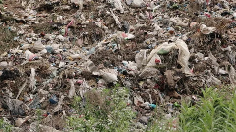 Garbage dump piles landfills, garbage dumps and dump piles, pollution concept Stock Footage 203923562