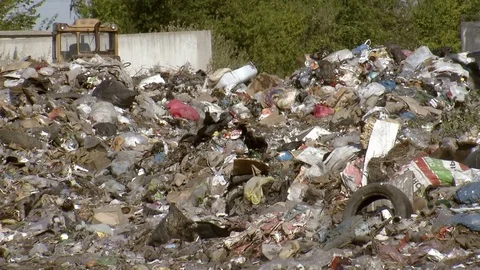 A garbage dump pollutes the environment Stock Footage 81622629