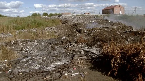 A garbage dump pollutes the environment Stock Footage 81623597