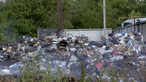 A garbage dump pollutes the environment Stock Footage 81624372
