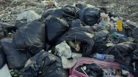 Garbage dump in roadside. Pollution problem Stock Footage 311945993