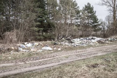 Garbage dump on the side of the road Stock Photos