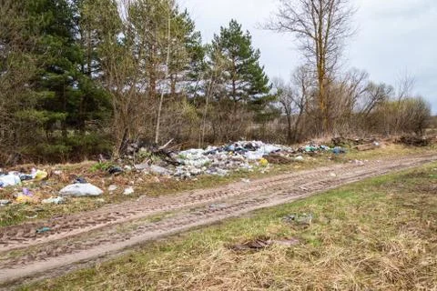 Garbage dump on the side of the road Stock Photos