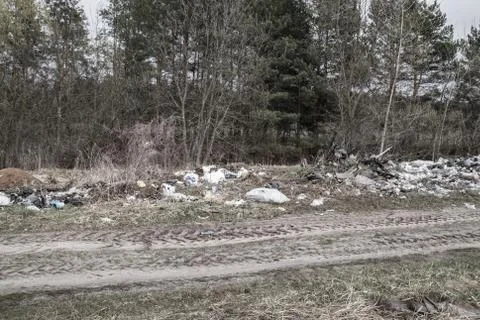 Garbage dump on the side of the road Stock Photos