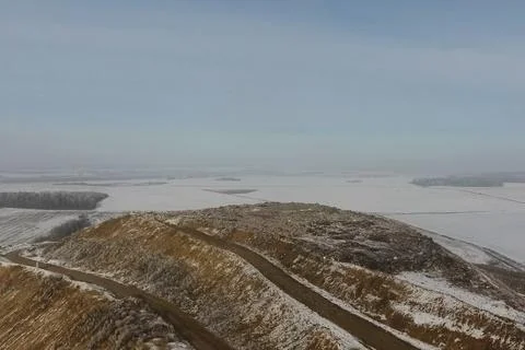 Garbage dump, top view of trash. Landfill. Stock Photos