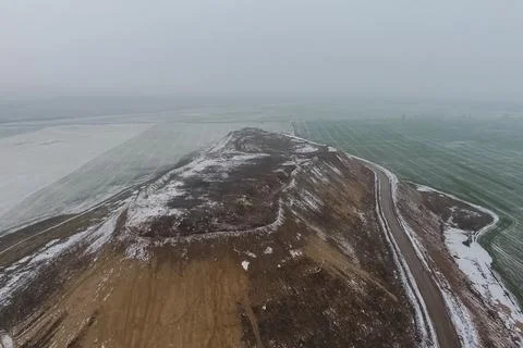 Garbage dump, top view of trash. Landfill. Stock Photos