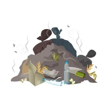 Garbage dump. Trash, rubbish and waste environment pollution. Ecology problem Stock Illustration