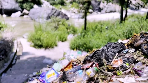 Garbage Dumped Near River Causing Water Pollution Видео 339533411