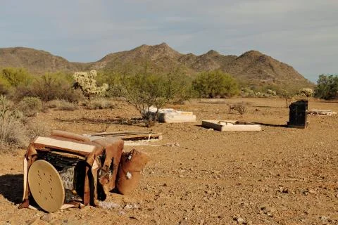 Garbage Dumped in Sonoran Desert Stock Photos