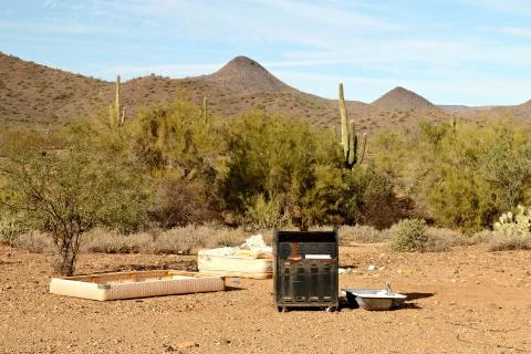 Garbage Dumped in Sonoran Desert Stock Photos