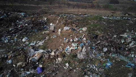 Garbage dump.Plastic bottles and plastic bags, environmental pollution Stock Footage 126664209