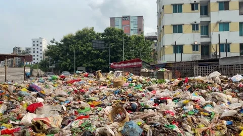Garbage dumps in Bangladesh. environmental pollution. global warming issue. Stock Footage 219413028
