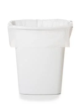 Garbage: empty trash bag in plastic can Stock Photos