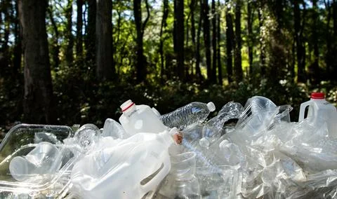 Garbage in environment and waste. Garbage and packaging in pollution. Garba.. Stock Photos