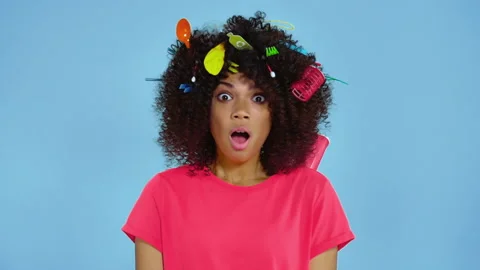 Garbage falling on the woman. Slowmotion. Stock Footage 149968016