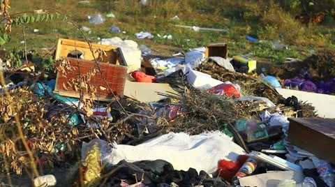 Garbage in field. Illegal dumping Video stock 10559421