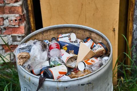 Garbage filled to the brim Stock Photos